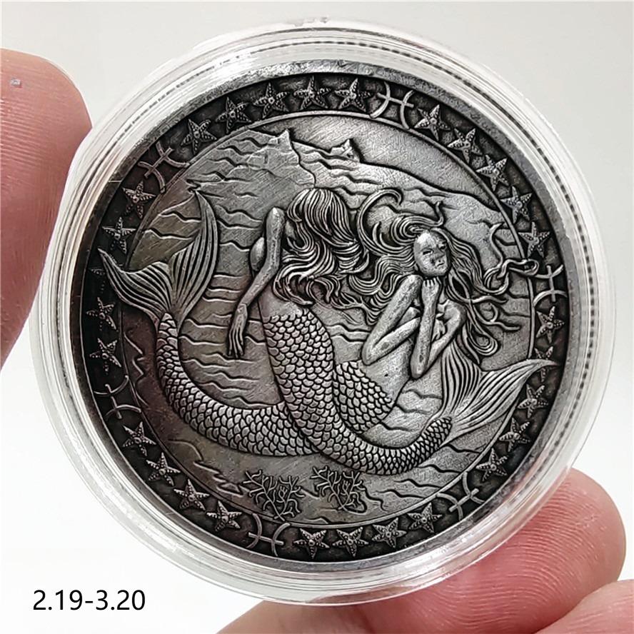 Twelve Constellation Commemorative Coins, Twelve Constellation Coins, European and American, Tarot Constellations, Retro