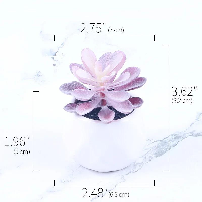 Pink Flocking Artificial Succulents Plants With Pot For Home Garden Decoration Fake Bonsai Flower Planta Artificial Accessories