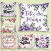 Feliz Dia Mama Flower Cushion Cover Soft Plush Fabric Double-Sided Printed Sofa Cushion Cover For All Seasons Home Decor Gift