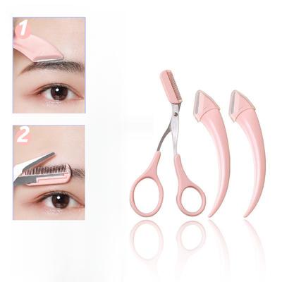 Beginner Safety Eyebrow Grooming Kit with Comb, Scissors, and Tapered Blade for Precision Trimming