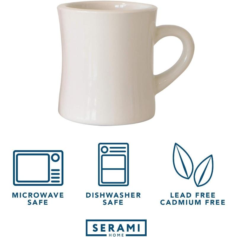 Original 11oz Creme Diner Kaffeetassen Set - Keramiktassen Großartig für Küchenset, Reise und Heißen Tee, Retro Waffle House Bauernhaus
