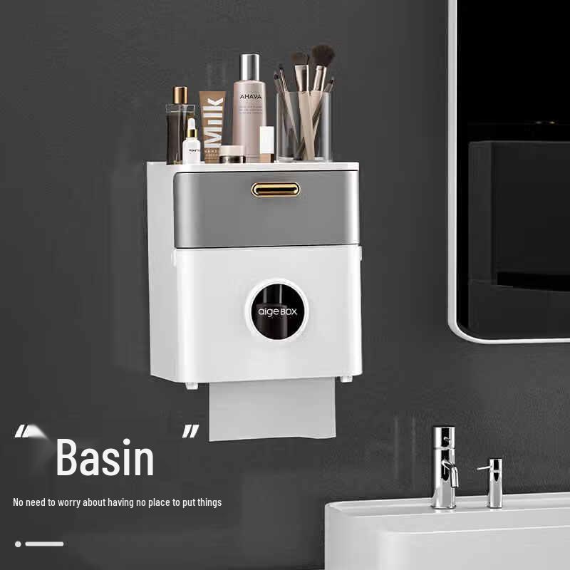 Wall-Mounted Bathroom Storage & Tissue Box