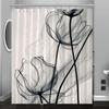 Abstract Art Flower Pattern Digital Printing Shower Curtain, Bathroom Home Decoration, Complimentary Hook, Machine Washable