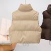 Gilet da donna autunno e inverno colletto spesso caldo sezione corta senza maniche in cotone canottiera giacca