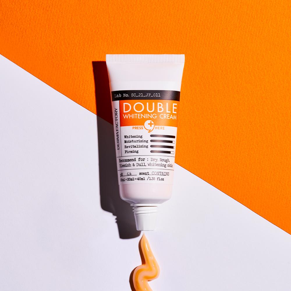 DERMA FACTORY Double Whitening Cream – Tranexamic Acid & Glutathione Brightening Dual Formula, Korean