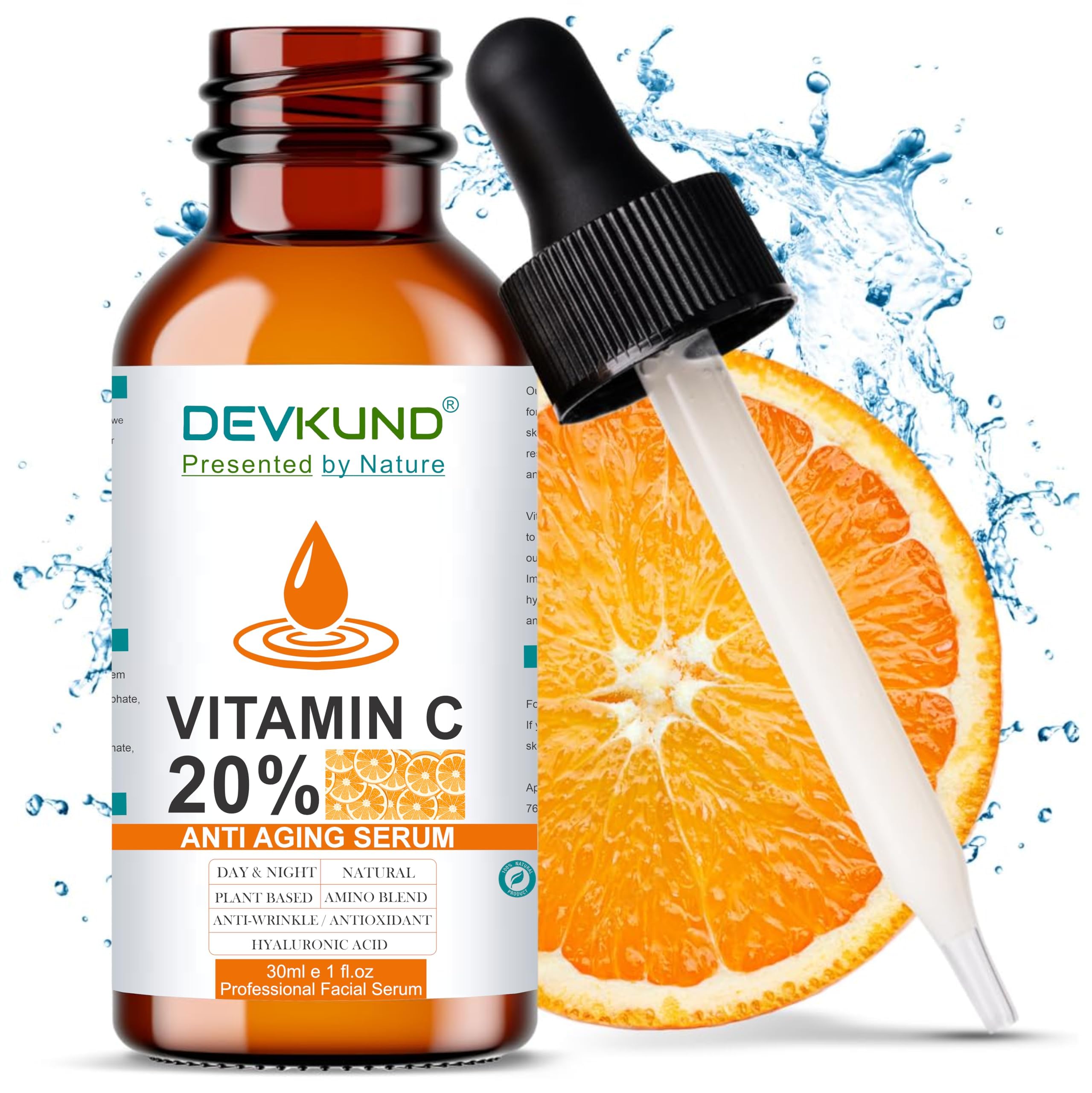 Devkund Premium 20% Vitamin C Serum For Face with Hyaluronic Acid, Retinol & Amino Acids (30 ml)