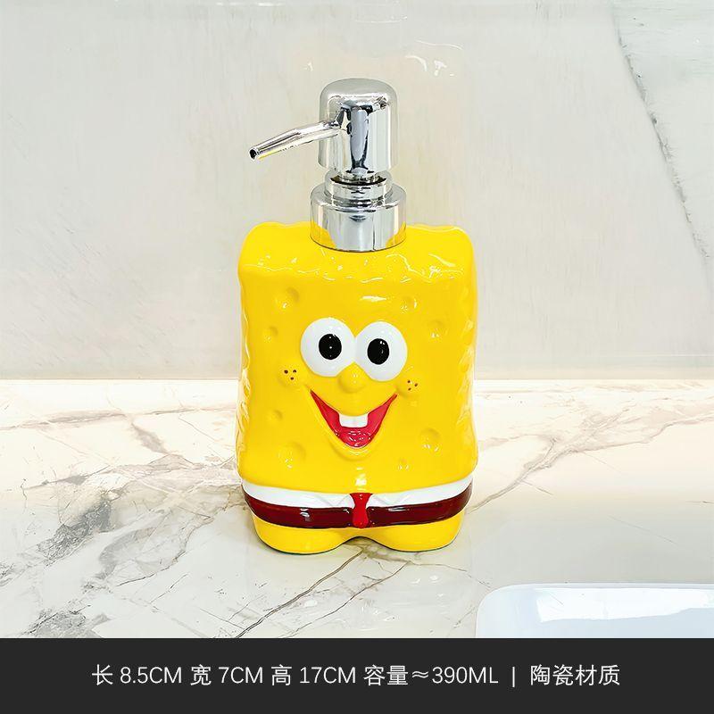 Cute Cartoon Ceramic Soap Dispenser Refillable Pump Bottle For Shampoo Shower Gel Bathroom Decor