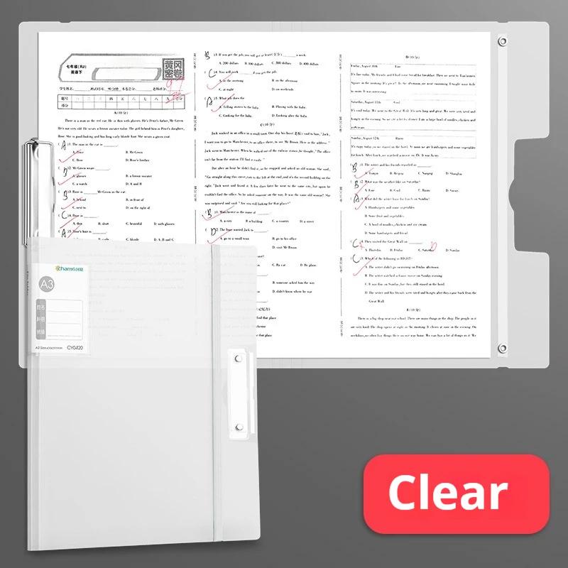 A3 Paper Folder Transparent Folder Student Paper Storage Bag Paper Sorting Artifact A4 Folder Board Office Supplies Student Note