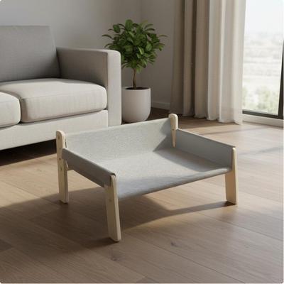 Cat Dog Lounge Chair Breathable Sturdy Wood Pet Sofa Wooden Pet Suspended Bed Easy Assembly Wooden Frame Kitty Bed Portable