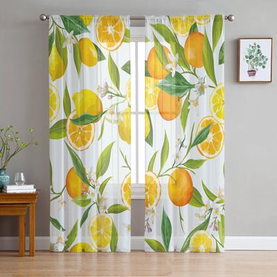 Zitronen-Blume, Blatt, Obst, Chiffon, durchsichtige Vorhänge für Wohnzimmer, Schlafzimmer, Heimdekoration, Fenster, Voiles, Tüll-Vorhänge