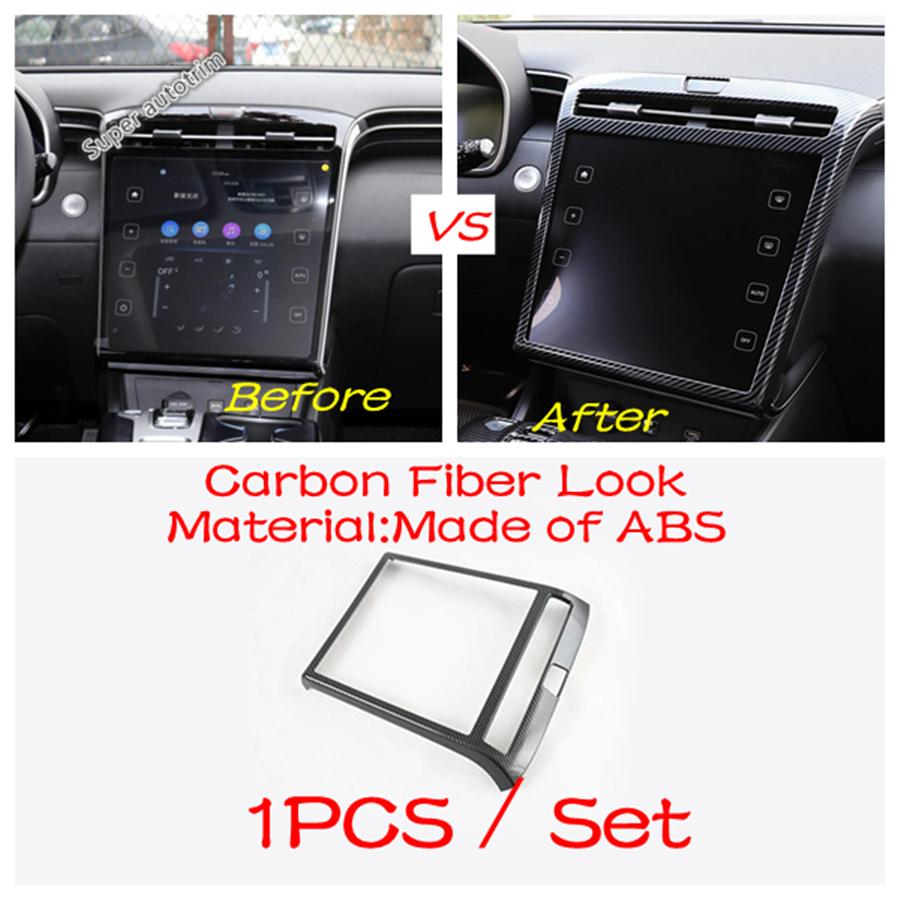 Dashboard Panel Strip / Pillar A Air Outlet / Water Cup Cover Trim Carbon Fiber Accessories For Hyundai Tucson NX4 -