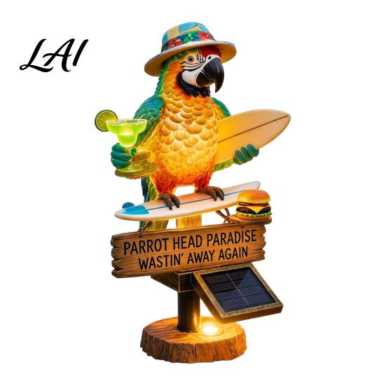 Lumière Animale Étanche Solaire Perroquet Lampe Piquet de Jardin avec Sculpture Automatique Marche/Arrêt Décoration Oiseau pour Patio Extérieur Chemin Paysage