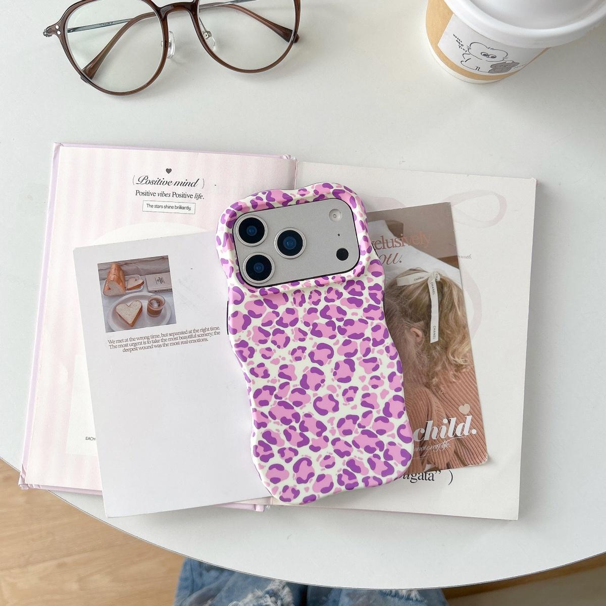 

Fashion Wave Edge Leopard Print Pattern Phone Case For iPhone 17 Air 16 15 14 13 Pro Max 2-in-1 Hit Color Shockproof Hard Cover iPhone 13