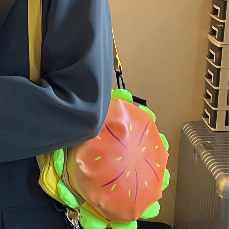JIAERDI Cartoon Cheeseburger 3D Crossbody Bag Women Girls Cute Versatile Large Capacity Shoulder Purse Ladies Whimsical Handbag