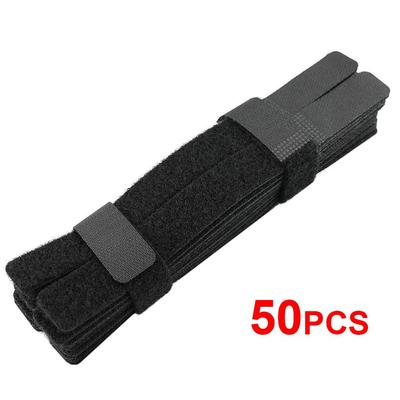 50 vnt. Daugkartinio naudojimo Velcro kabelių raiščiai Kabelių vyniojimo kabliukas ir kilpa nailoninis dirželis