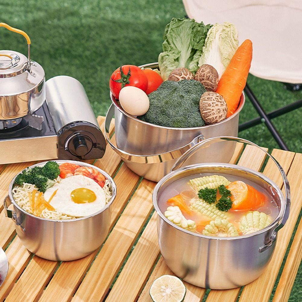 

17-26cm Outdoor Camping Pot with Handle and Lid Portable Single Pan Pot Travel 20cm