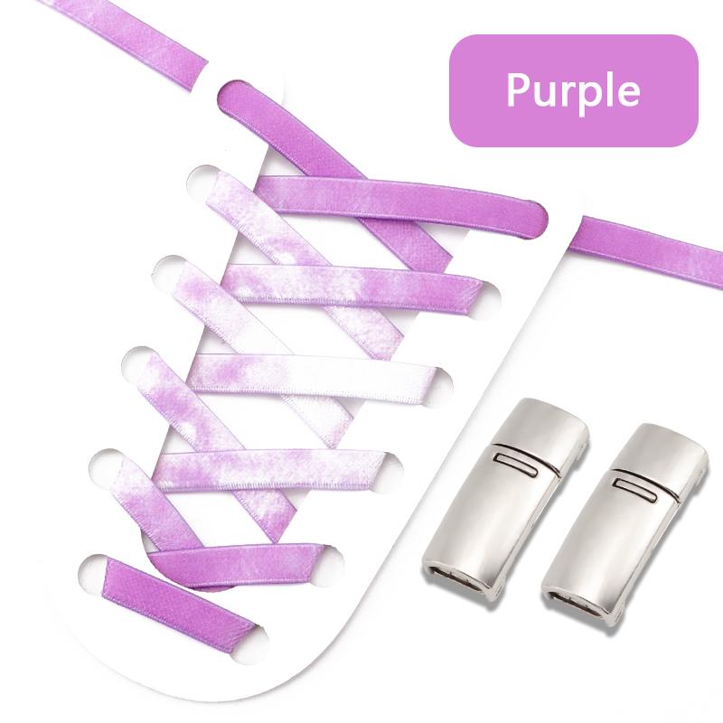 1 Pair No Tie Shoelaces Magnetic Metal Lock Elastic Shoe Laces Colorful Flat Leisure for Men and Women Lazy Shoelace Accessories
