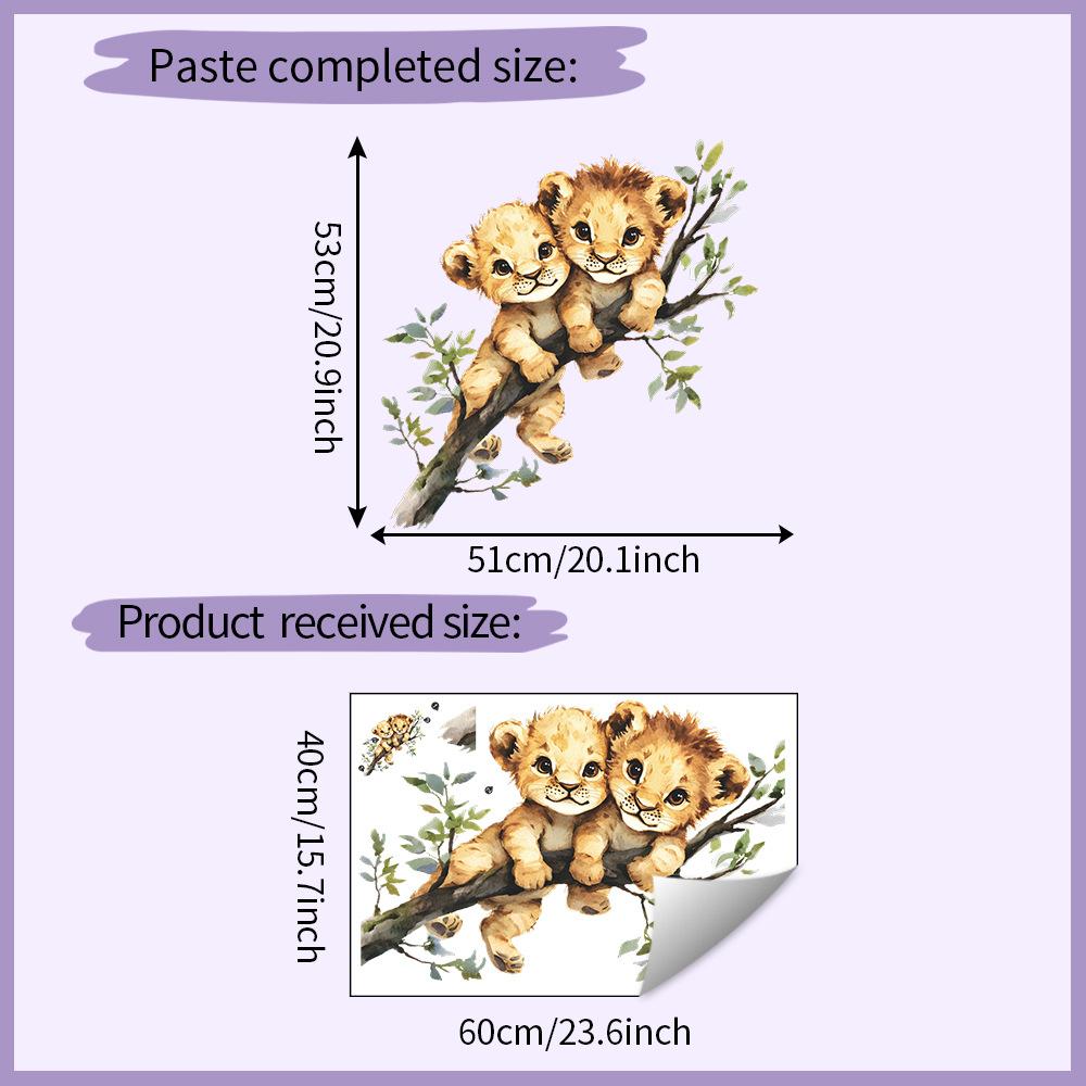 

Cartoon Lion on Branch Wall Sticker Self-Adhesive Removable Home Decor Art 40x60CM разноцветный