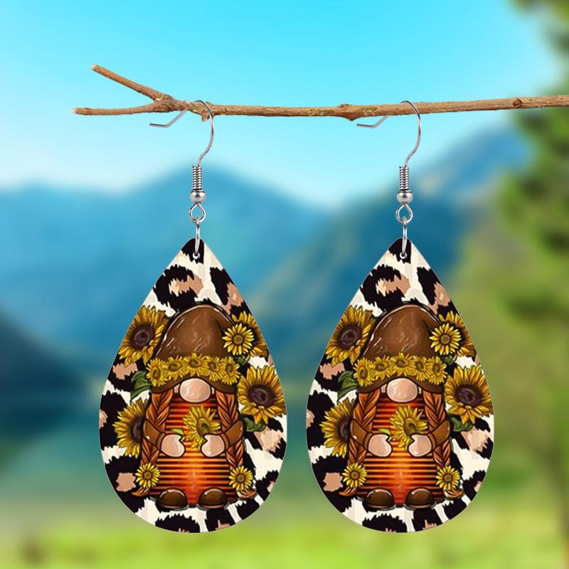 

1 пара кожаных серег с леопардовым принтом «Подсолнечник»