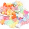 30pcs17x22mm Acrylic Love Heart Bead Shiny Loose Spacer Charm Bead for DIY Bracelet Necklace Jewelry Handmade Beaded Material