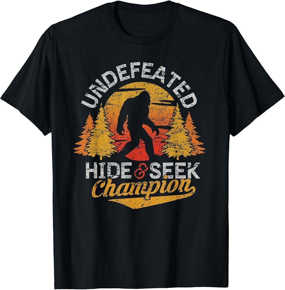 Bigfoot Hide and Seek Champion Shirt Sasquatch Tee Men Kids TShirt Unisex T-Shirt XXXL
