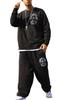 Ace Flag Long Sleeve Top and Bottom Plus Sweatshirt and THUG and Gun Size Black Men's Set, Black, Size, Sweatpants, Horseshoe, Baroque, LIFE, Cross,