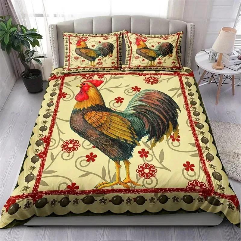 3D Print Rooster Farm Animal Cartoon Comfortable Duvet Cover Pillowcase Bedding Set Children Bedroom Decoration Home Textile
