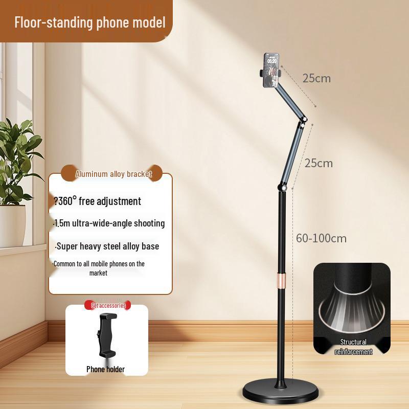 Multi-Functional Aluminum Alloy Phone & Tablet Stand for Desktop Live Broadcast & Video Shooting