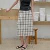 Elssibeui Crinkled Check Midi Skirt_Brown