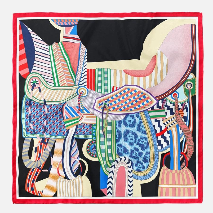 53cm European Printed Small Square Scarf Hot Brand All Matched Imitation Silk Foulard Hijabs For Women