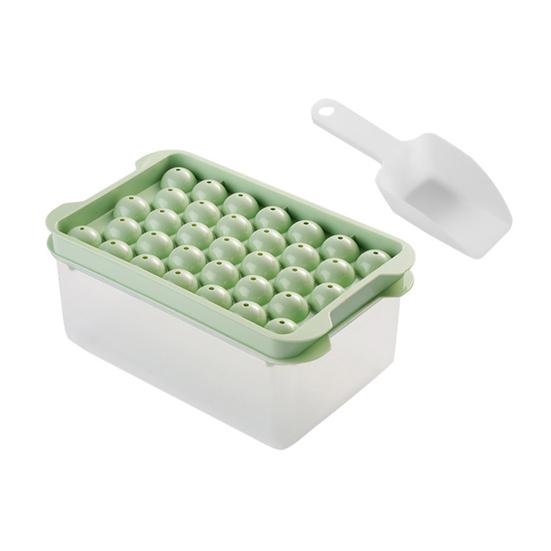 

Sphere Ice Cube Tray with Lid BPA-Free Stackable Plastic Mold for Whiskey Cocktails Easy-Release Space-Saving Ice Maker for Home Bar Party 1 Set зелёный