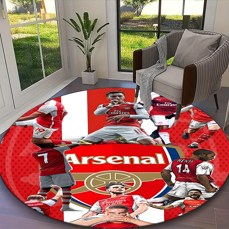1pc Office Printed Round Carpet, Arsenal Rug, Home Sofa Chair Mat For Christmas and Halloween Décor