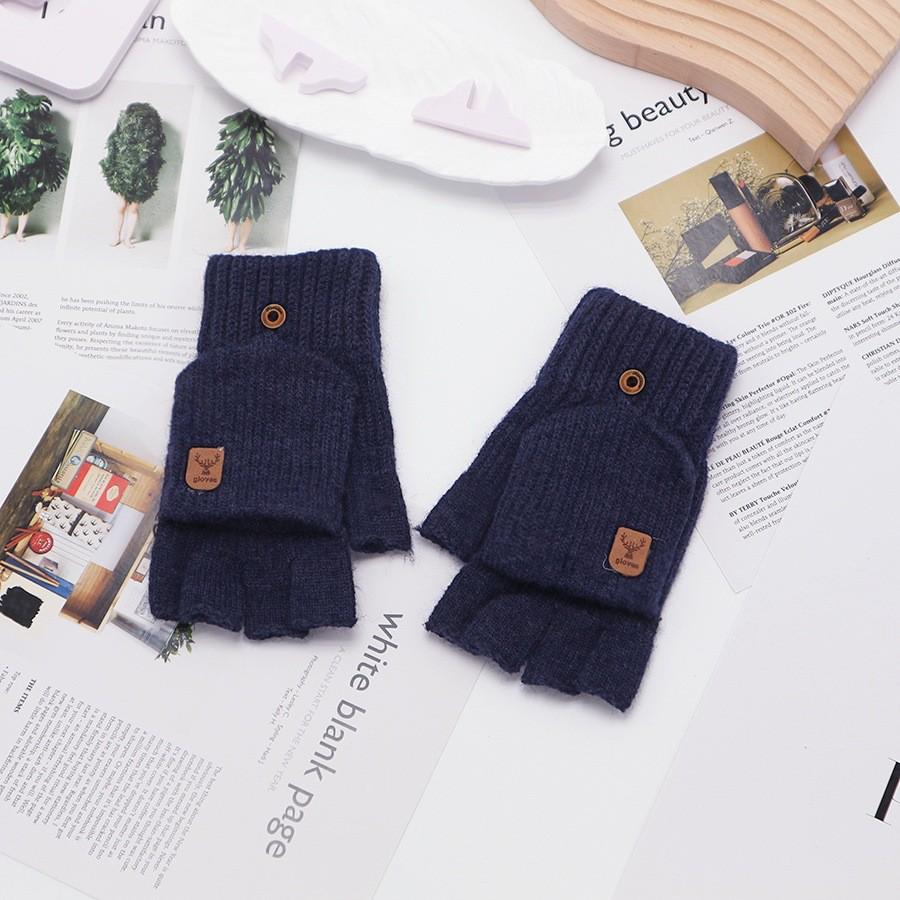 Zimní bezprsté rukavice s odklápěcím vrškem v korejském stylu - Unisex, kreslený design, kompatibilní s dotykovou obrazovkou, ideální pro psaní a ťukání