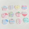 10pcs Round Cartoon Plaid Acrylic Buttons, Spring Summer DIY Craft Patches Ornaments for Clothes, Shoes, Socks, Hair Clips