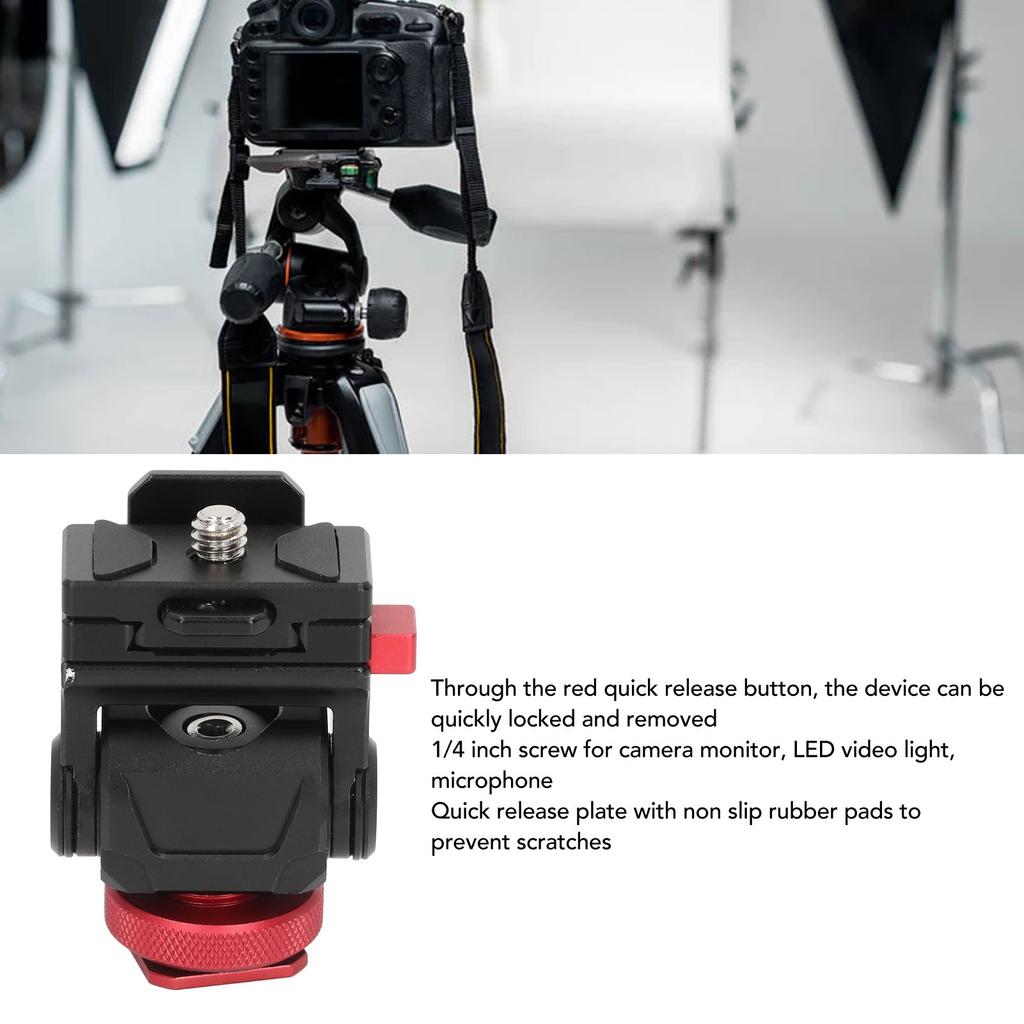 Camera Monitor Holder Mount 360 Degree Rotation 180 Degree Tilt Camera Field Monitor Mount with Cold Shoe 1/4 Inch Screw