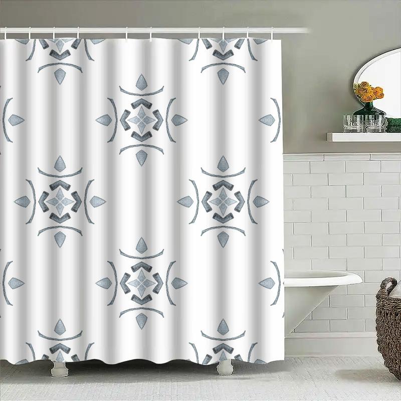 

Decorate Your Home With This Stylish Blue White Shower Curtain Perfect For Bathroom Decor! W60H190(CM)-1 Pcs