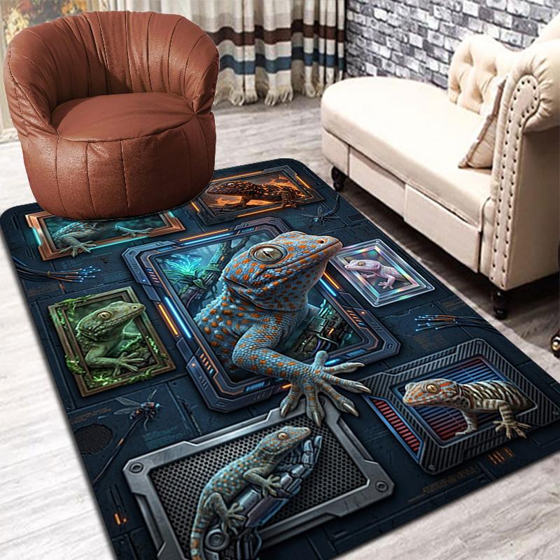 Gecko Frames Pattern Rug Floor Mat for Living Room or Bedroom Soft and Comfortable Carpet a Gift for Birthday and Holiday.