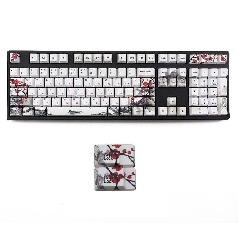 110 клавиш OEM профиль DYE-Sub Ботаническая сливовая ветвь PBT колпачки для клавиш Сублимация с 1.75U 2U Shift 6.25U Пробел 1