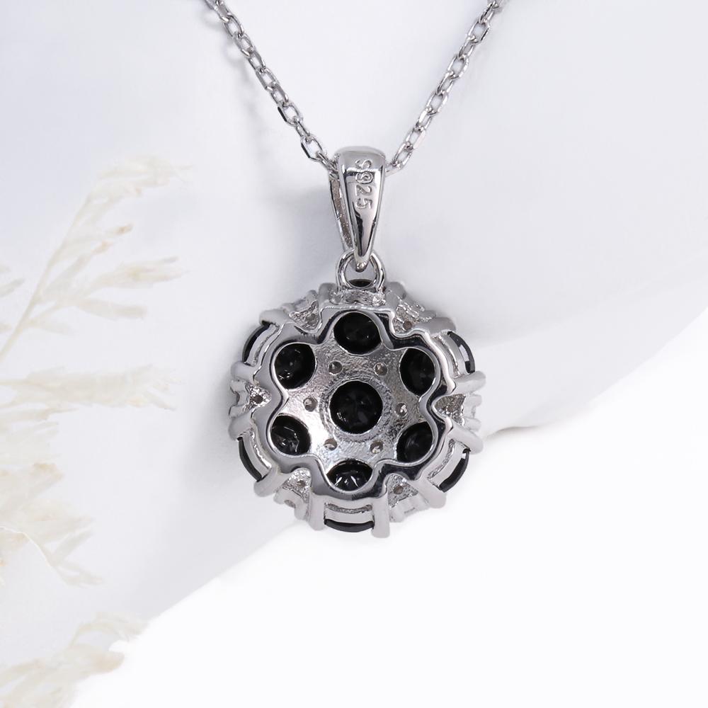 Simple women pendant necklace 925 sterling silver with natural Black spinel fine jewelry for women birthday gift