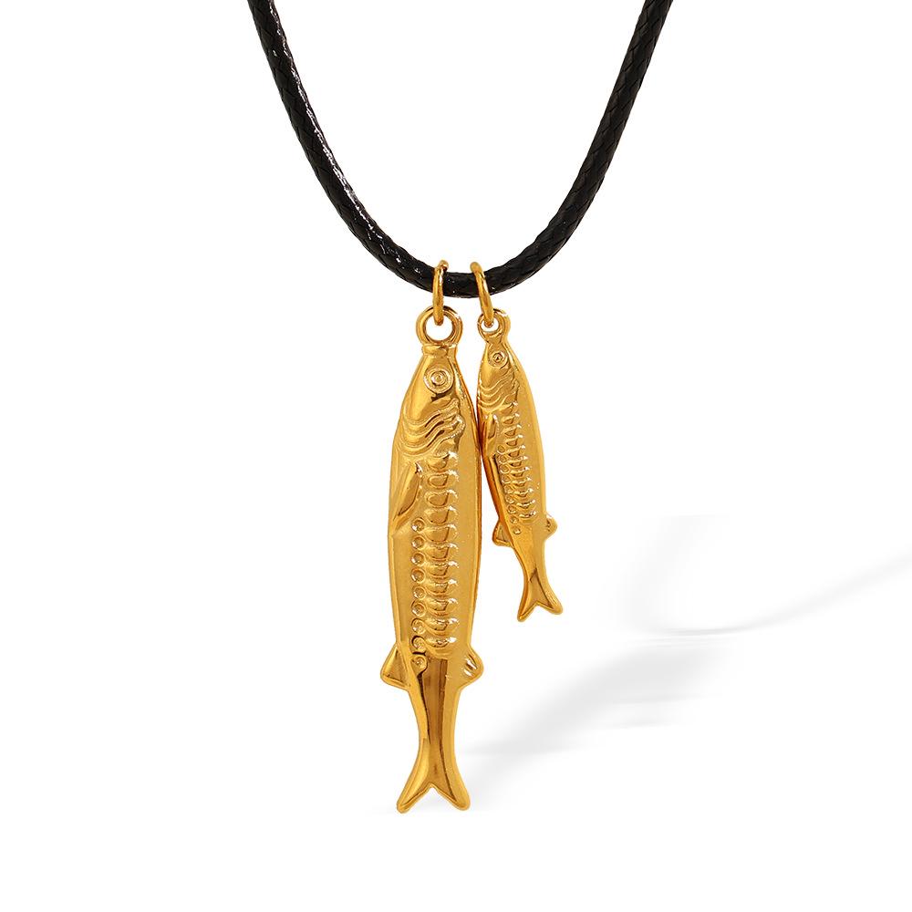 European & American Titanium Steel Tuna Skin Necklace: Tropical Ocean Luxurious Stainless Steel Women's Jewelry