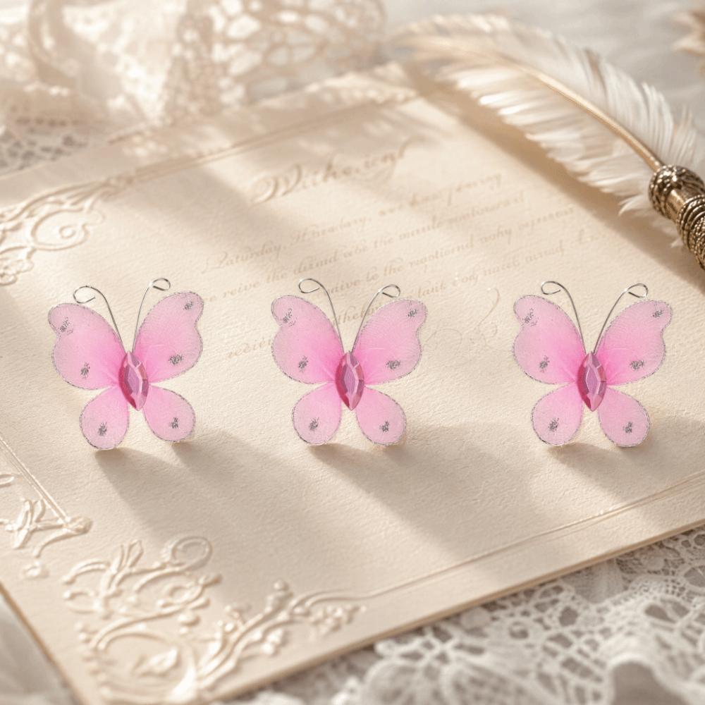 50pcs Purple & Pink DIY Craft Butterflies Small Size Artificial Gem Butterflies For Home Decor