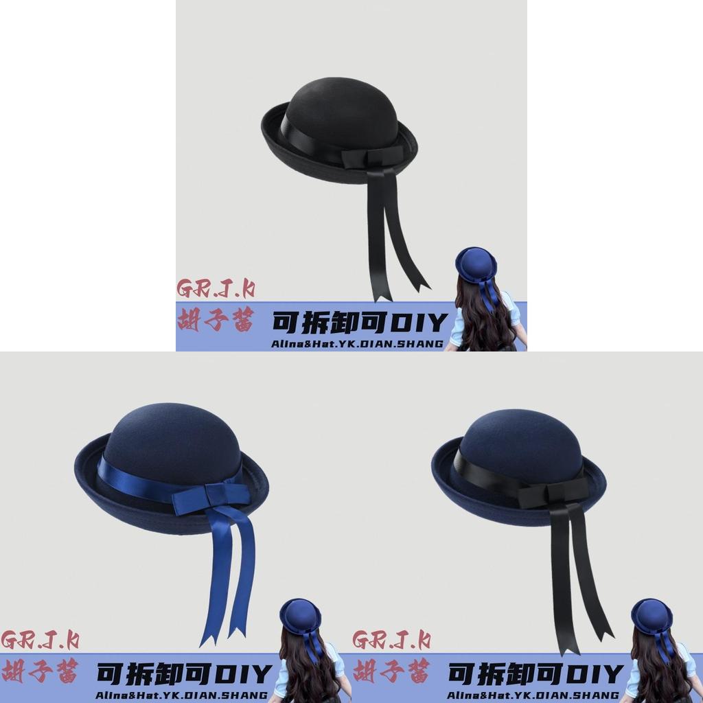 Korean Style Woolen Flat Top Hat With Ribbon For Women Autumn