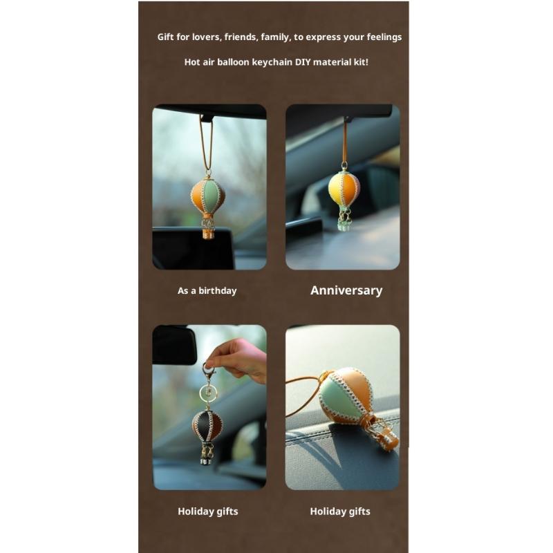 Phone Straps  Air Balloon Diy Keychain Leather Versatile Car Key Ring Handmade Ins Keychain Lanyard Bag Charms