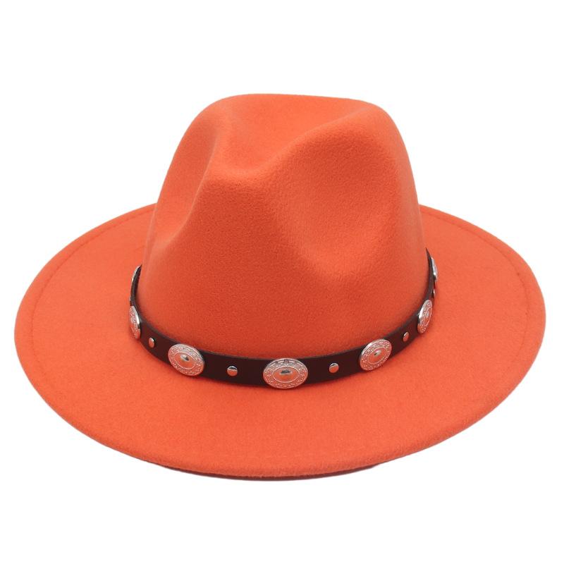 Kapelusz jazzowy Metalowy dysk Małe akcesoria do paska Męski i damski kapelusz fedora Kapelusz filcowy