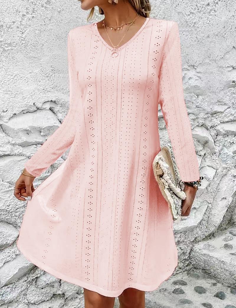 

Женское модное жаккардовое платье с v-образным вырезом и длинными рукавами 2XL розовый