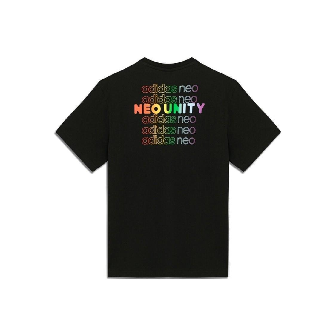 adidas Color Logo Print Sports Crew Neck Short Sleeve T-Shirt Unisex Black L