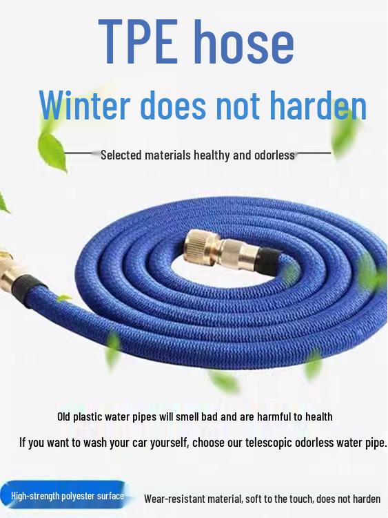 High-Pressure Telescopic Water Hose with Explosion-Proof Nozzle, Ideal for Car Wash and Garden Watering.