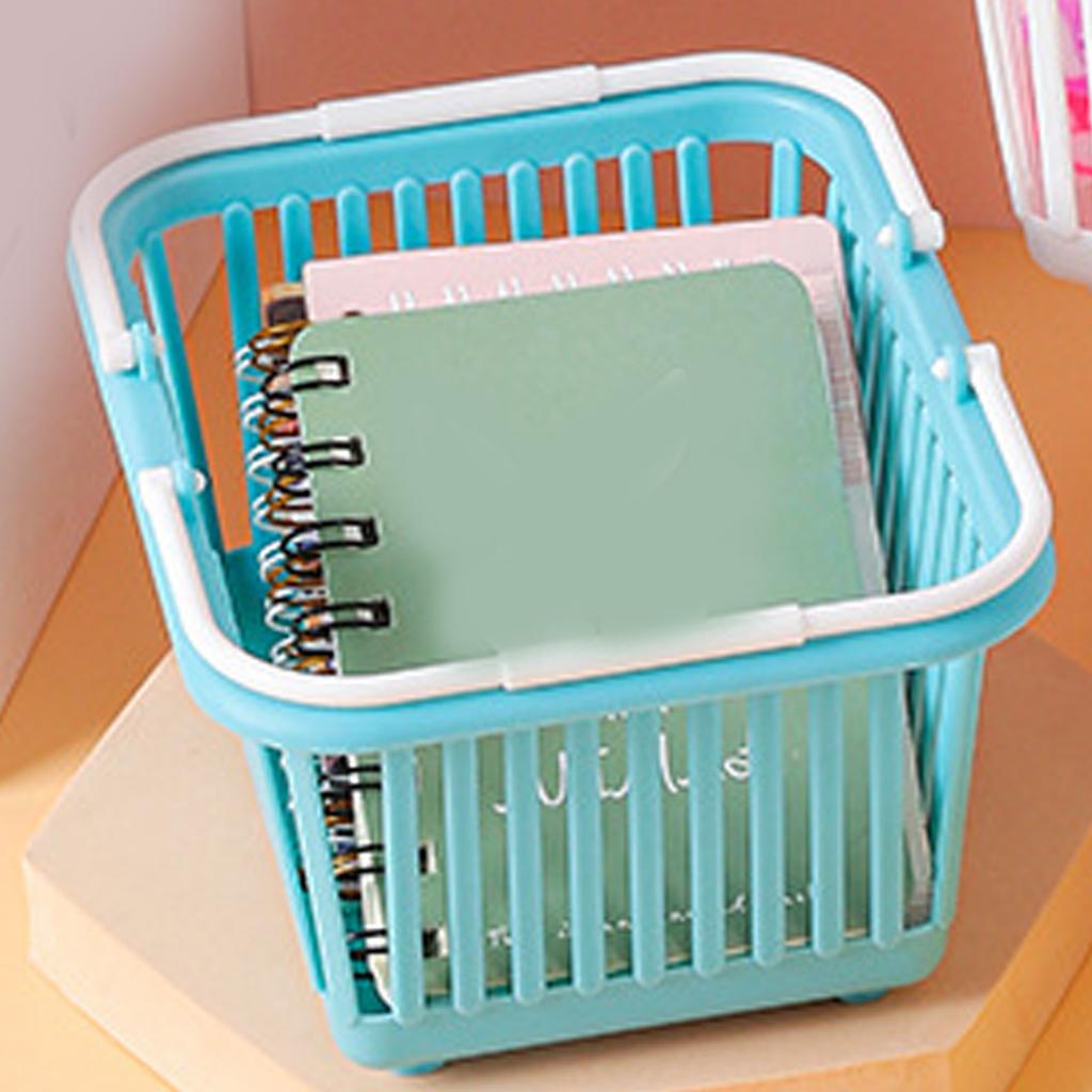Storage Basket Multifunctional Compact Plastic   Basket with Handle for Desk