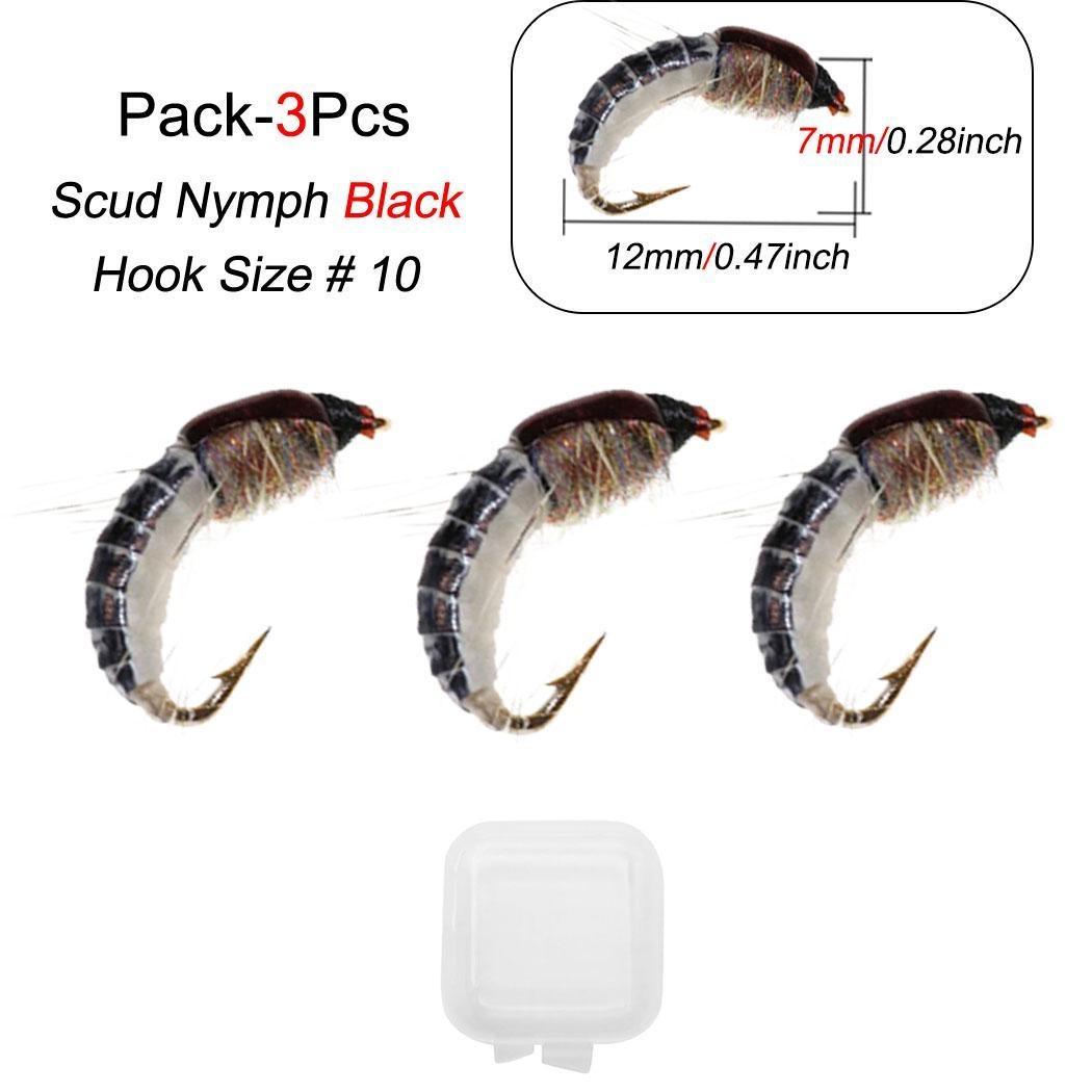

3 шт. реалистичный червь/голова из бисера быстро тонущая нимфа Scud Fly Bug червь форель рыболовные мухи искусственные насекомые рыболовная приманка Style B-3Pcs-Black