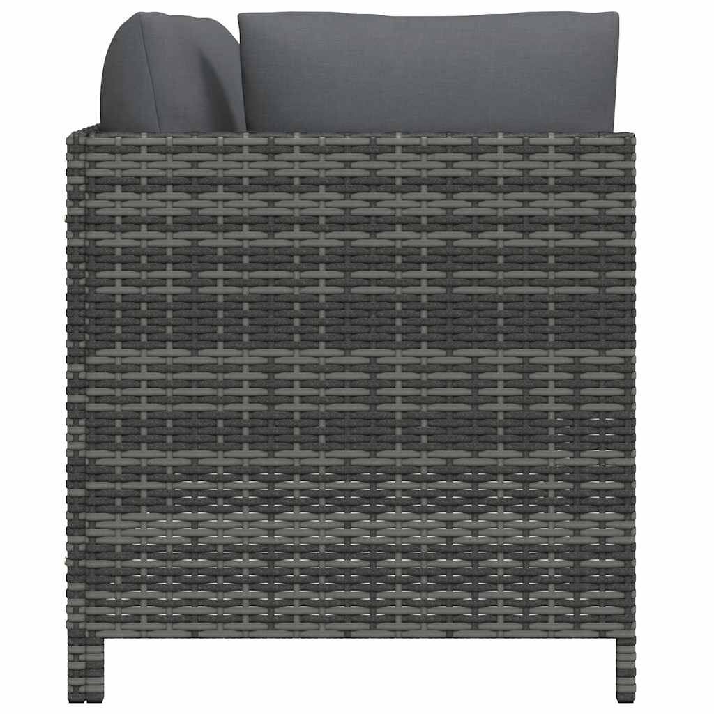 Vidaxl 2-Seater Garden Sofa With Cushions, Poly Rattan, Grey